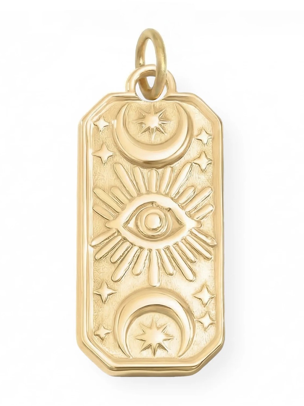 Evil Eye Charm: 18 Karat Gold PVD Stainless Steel Mystic Eye Rectangular Charm